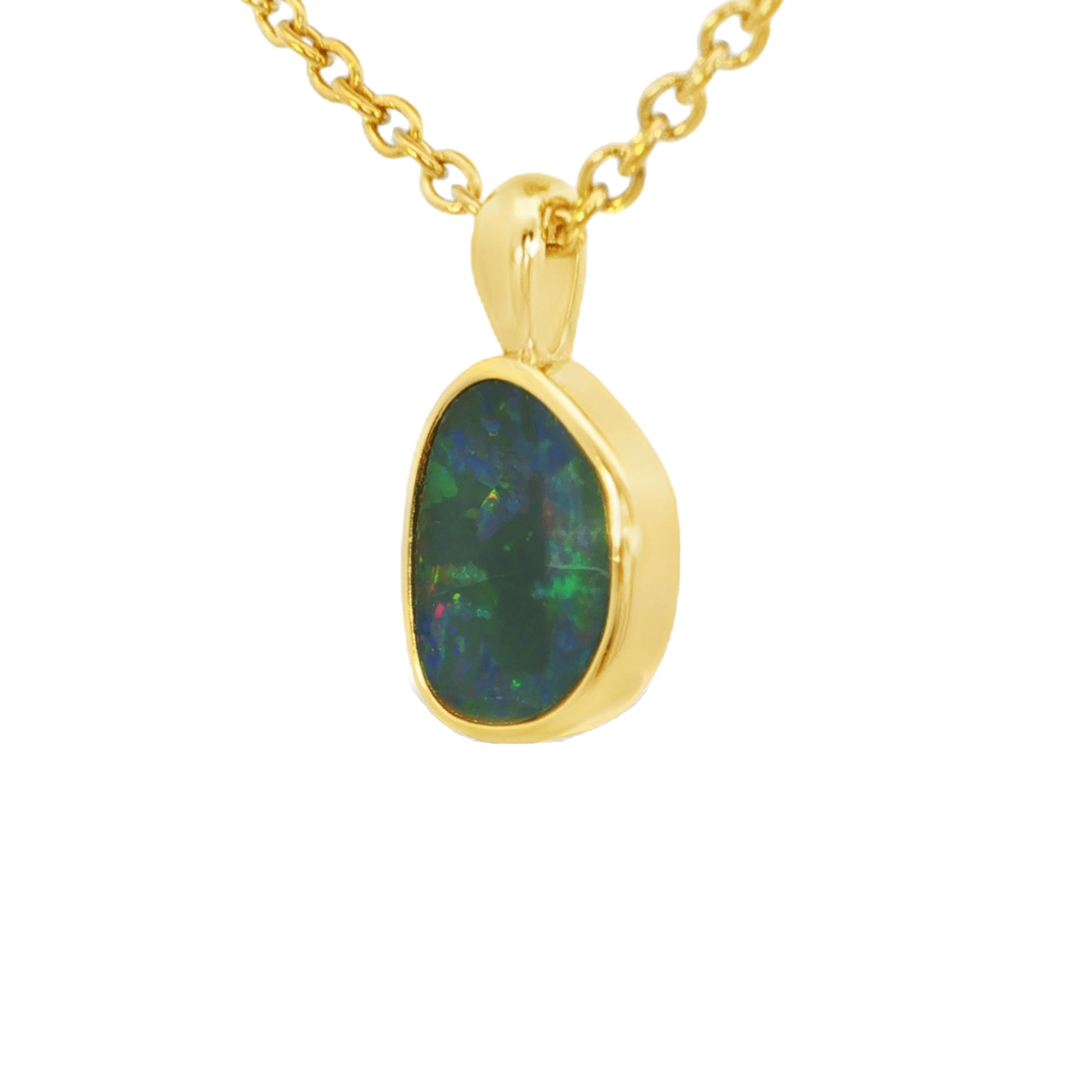 Australian Doublet Opal Pendant in Gold Plated Sterling Silver - Multicolour - Australian Opal Cutters and Pearl Divers