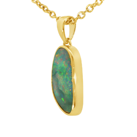 Australian Doublet Opal Pendant in Gold Plated Sterling Silver - Multicolour - Australian Opal Cutters and Pearl Divers