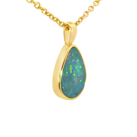 Australian Doublet Pendant set in Gold Plated Sterling Silver - Multicolour