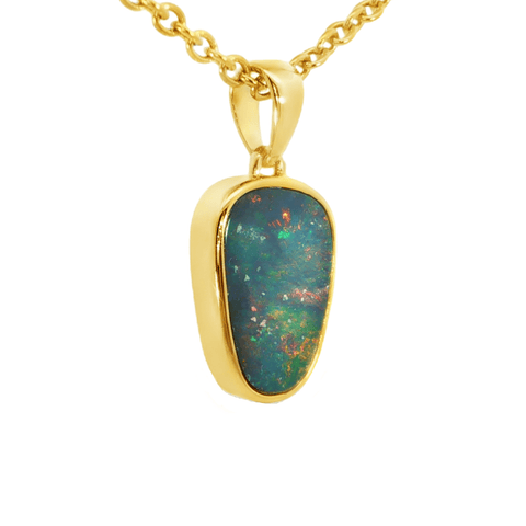 Australian Double Opal Pendant in Gold Plated Sterling Silver - Multicolour - Australian Opal Cutters and Pearl Divers