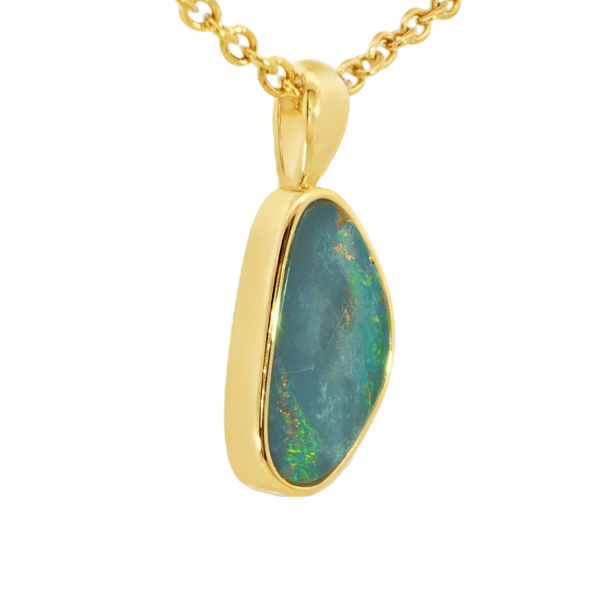Australian Doublet Opal Pendant in Gold Plated Sterling SIlver - Multicolour - Australian Opal Cutters and Pearl Divers
