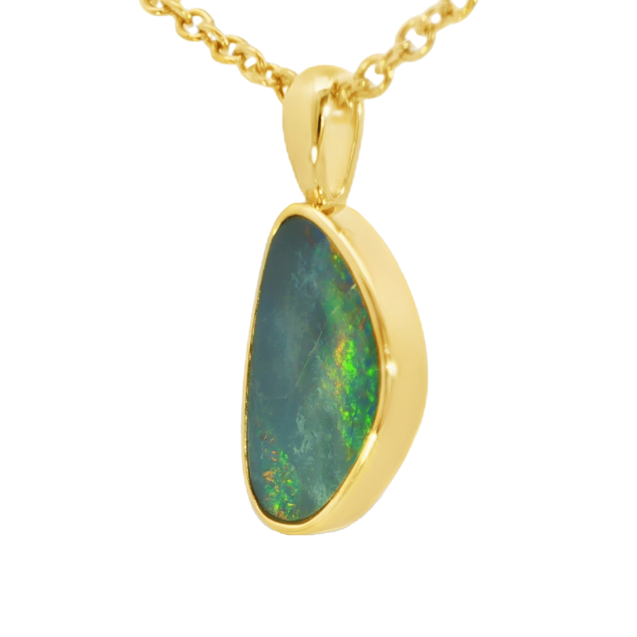 Australian Doublet Opal Pendant in Gold Plated Sterling SIlver - Multicolour - Australian Opal Cutters and Pearl Divers
