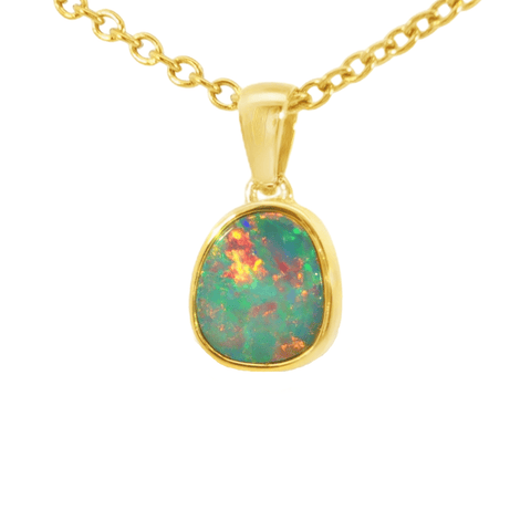Australian Doublet Opal Pendant in Gold Plated Sterling Silver - Multicolour - Australian Opal Cutters and Pearl Divers