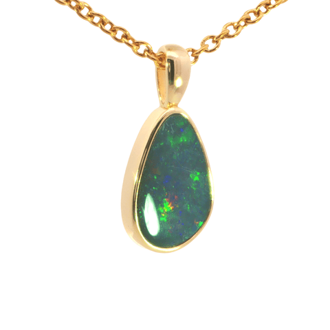 Australian Doublet Opal Pendant in Gold Plated Sterling Silver - Multicolour - Australian Opal Cutters and Pearl Divers