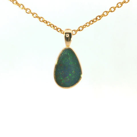 Australian Doublet Opal Pendant in Gold Plated Sterling Silver - Multicolour - Australian Opal Cutters and Pearl Divers