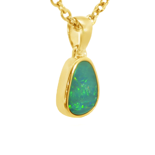 Australian Doublet Opal Pendant in Gold Plated Sterling Silver - Multicolour - Australian Opal Cutters and Pearl Divers