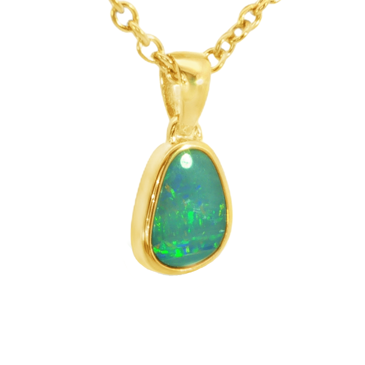 Australian Doublet Opal Pendant in Gold Plated Sterling Silver - Multicolour - Australian Opal Cutters and Pearl Divers