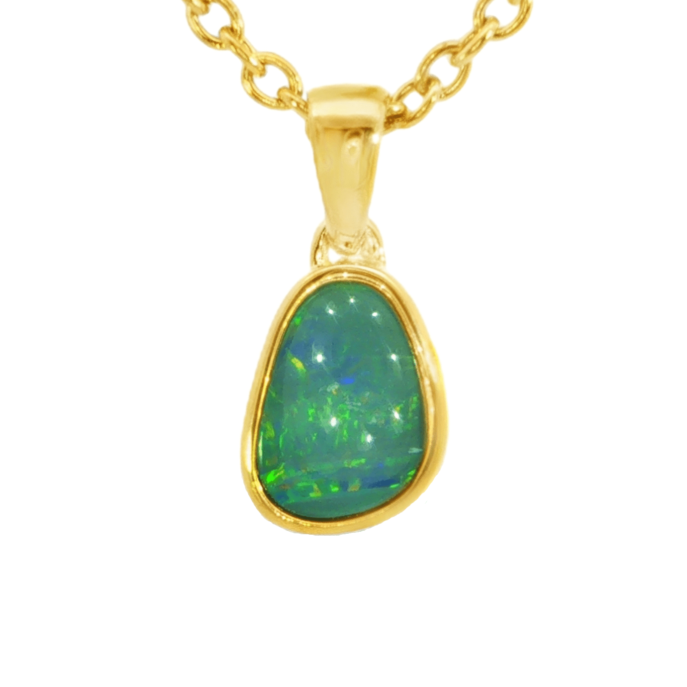 Australian Doublet Opal Pendant in Gold Plated Sterling Silver - Multicolour - Australian Opal Cutters and Pearl Divers