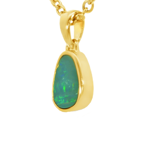 Australian Doublet Opal Pendant in Gold Plated Sterling Silver - Multicolour - Australian Opal Cutters and Pearl Divers