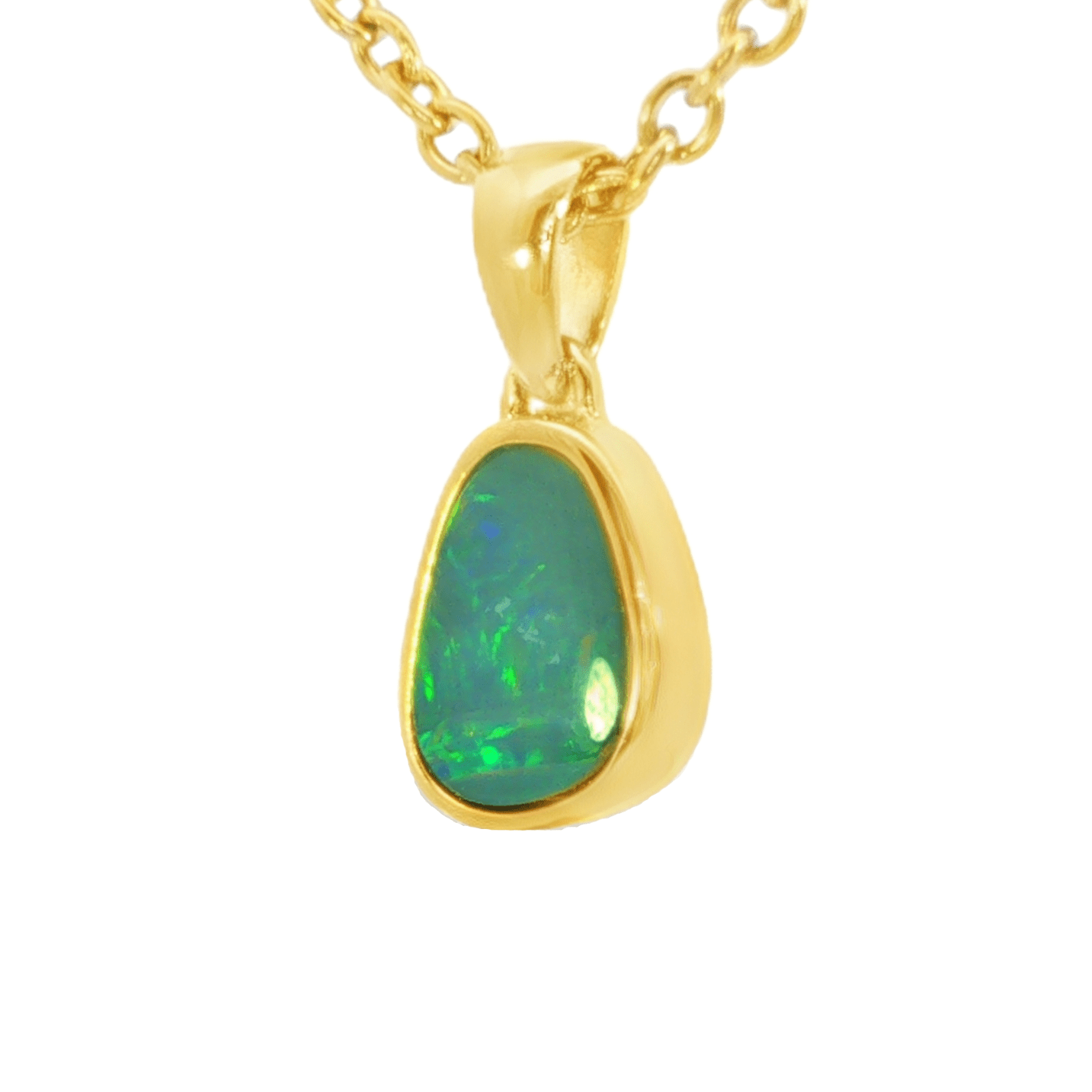 Australian Doublet Opal Pendant in Gold Plated Sterling Silver - Multicolour - Australian Opal Cutters and Pearl Divers