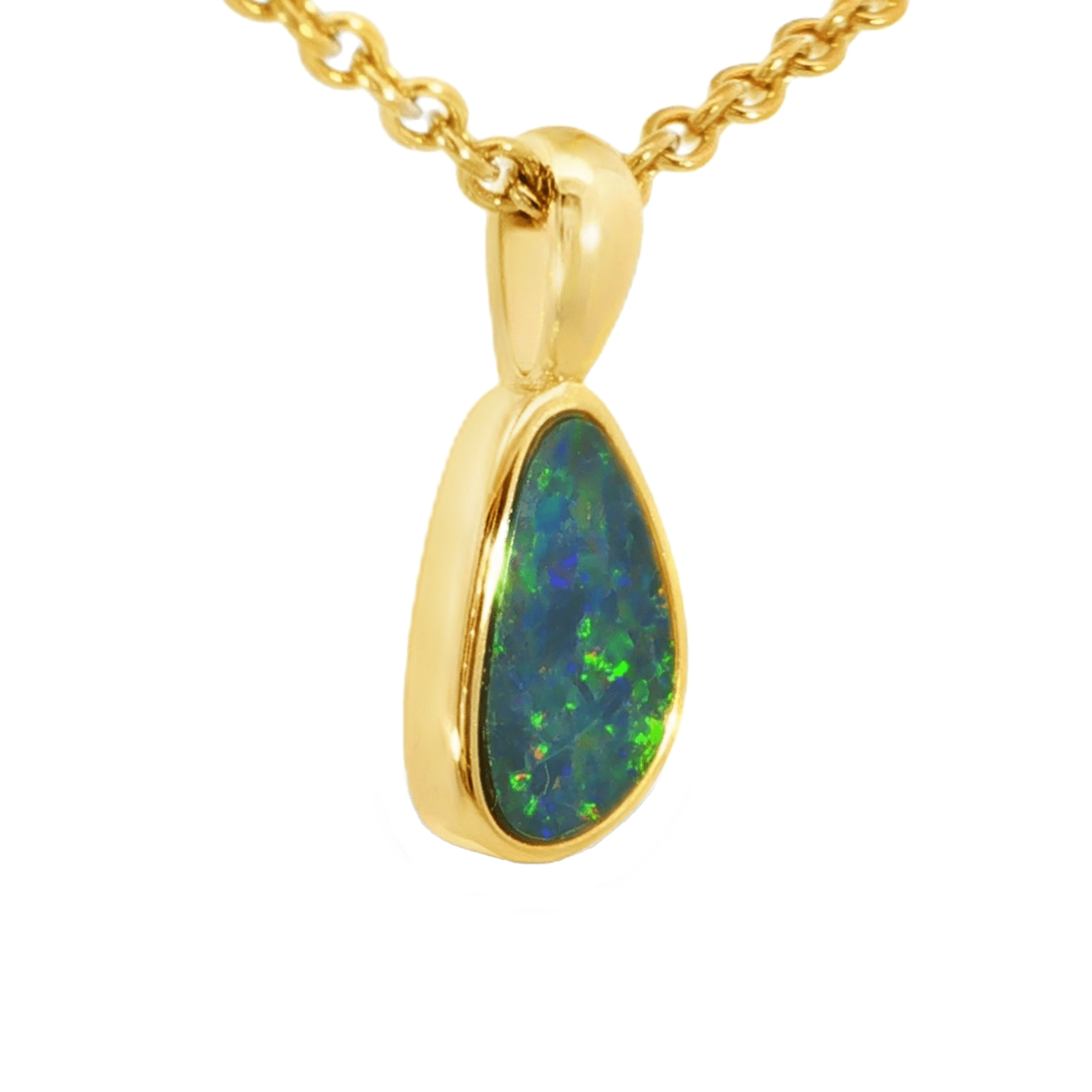 Australian Doublet Opal Pendant in Gold Plated Sterling Silver - Multicolour - Australian Opal Cutters and Pearl Divers