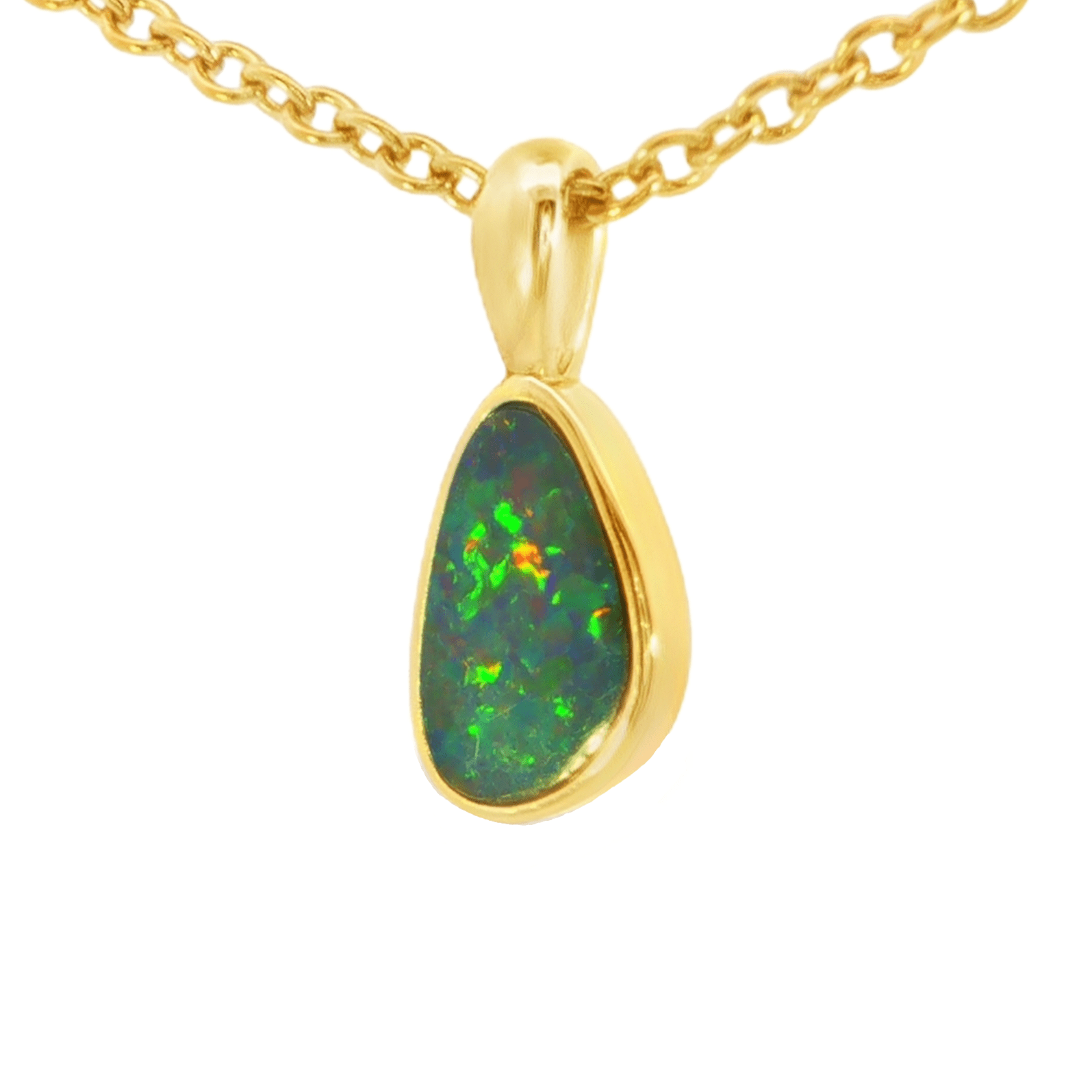 Australian Doublet Opal Pendant in Gold Plated Sterling Silver - Multicolour - Australian Opal Cutters and Pearl Divers
