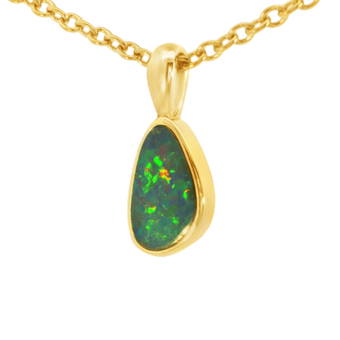 Australian Doublet Opal Pendant in Gold Plated Sterling Silver - Multicolour - Australian Opal Cutters and Pearl Divers