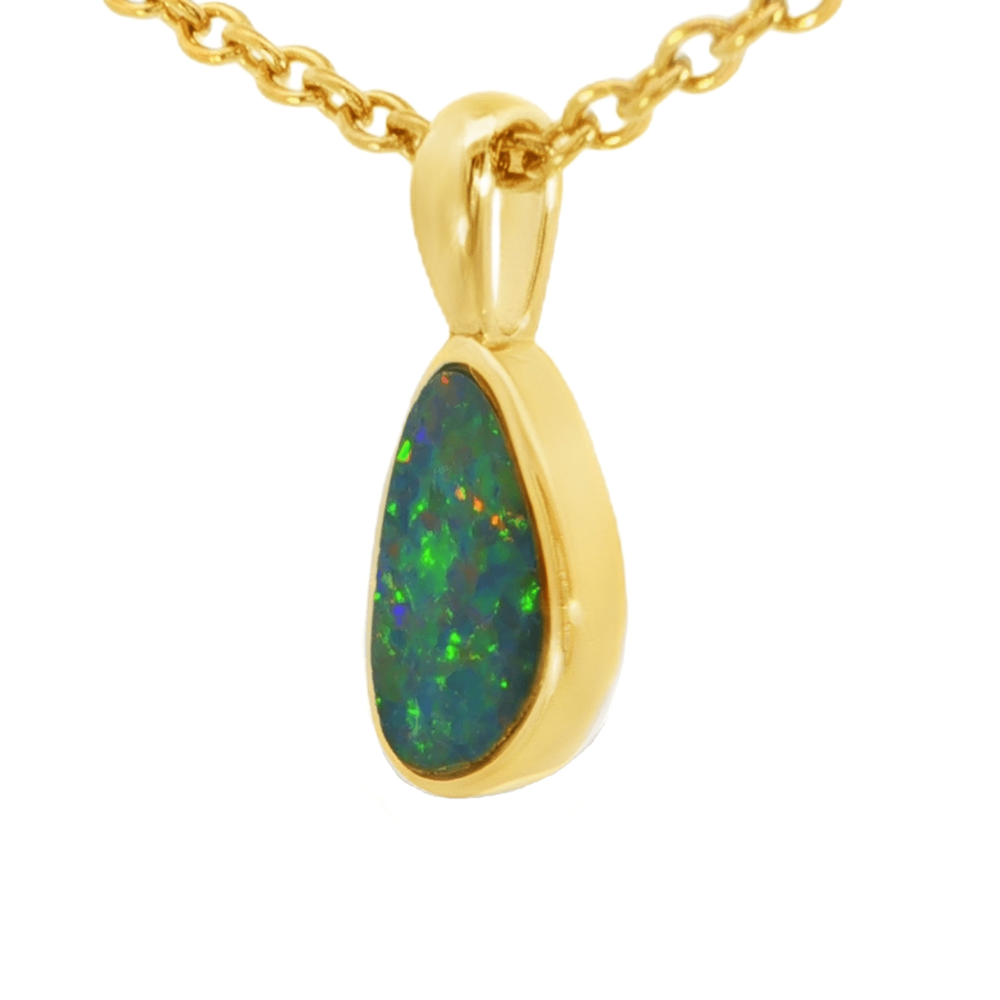 Australian Doublet Opal Pendant in Gold Plated Sterling Silver - Multicolour - Australian Opal Cutters and Pearl Divers