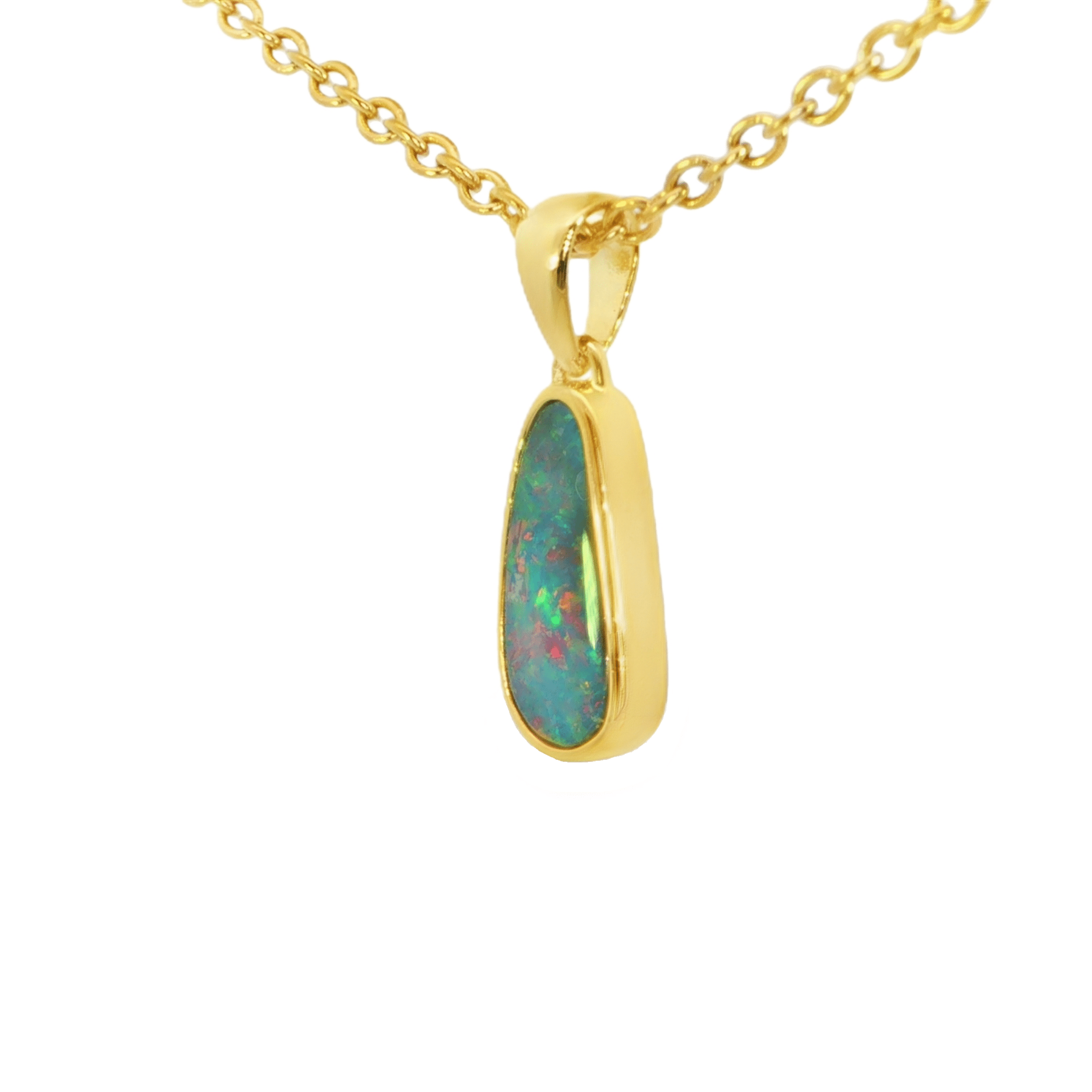 Australian Doublet Opal Pendant in Gold Plated Sterling Silver - Multicolour - Australian Opal Cutters and Pearl Divers