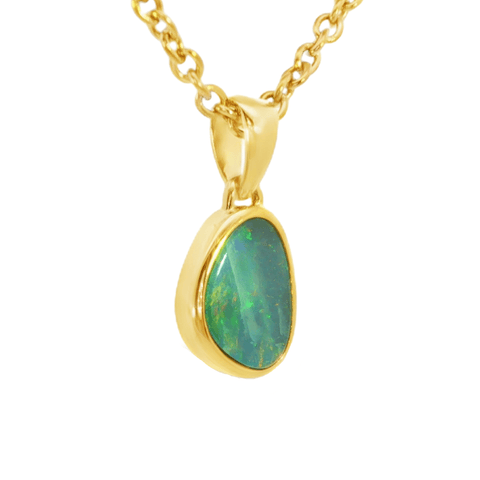 Australian Doublet Opal Pendant set in Gold Plated Sterling Silver - Multicolour - Australian Opal Cutters and Pearl Divers