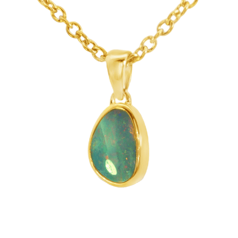 Australian Doublet Opal Pendant set in Gold Plated Sterling Silver - Multicolour - Australian Opal Cutters and Pearl Divers