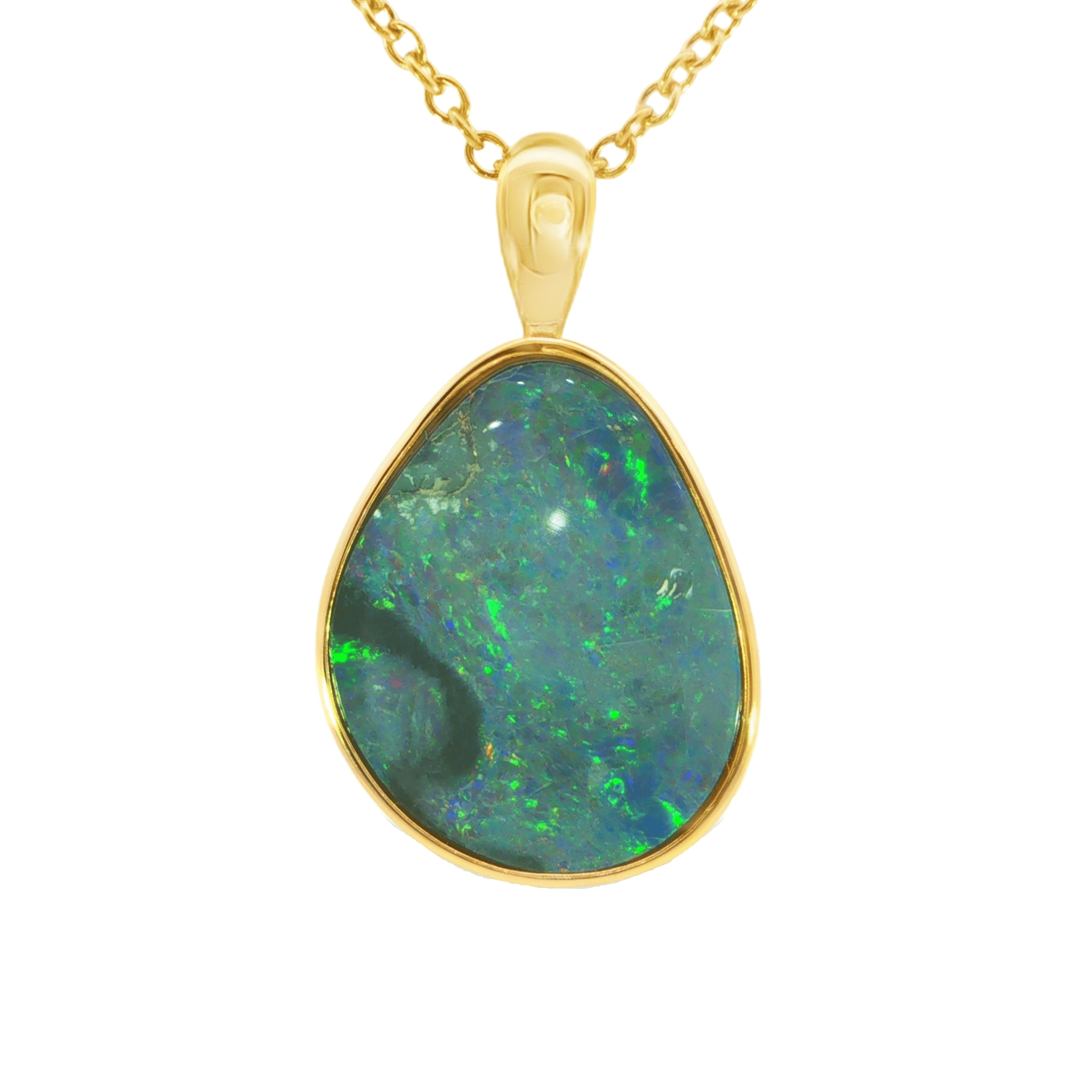 Australian Doublet Opal Pendant set in Gold Plated Sterling Silver - Multicolour - Australian Opal Cutters and Pearl Divers