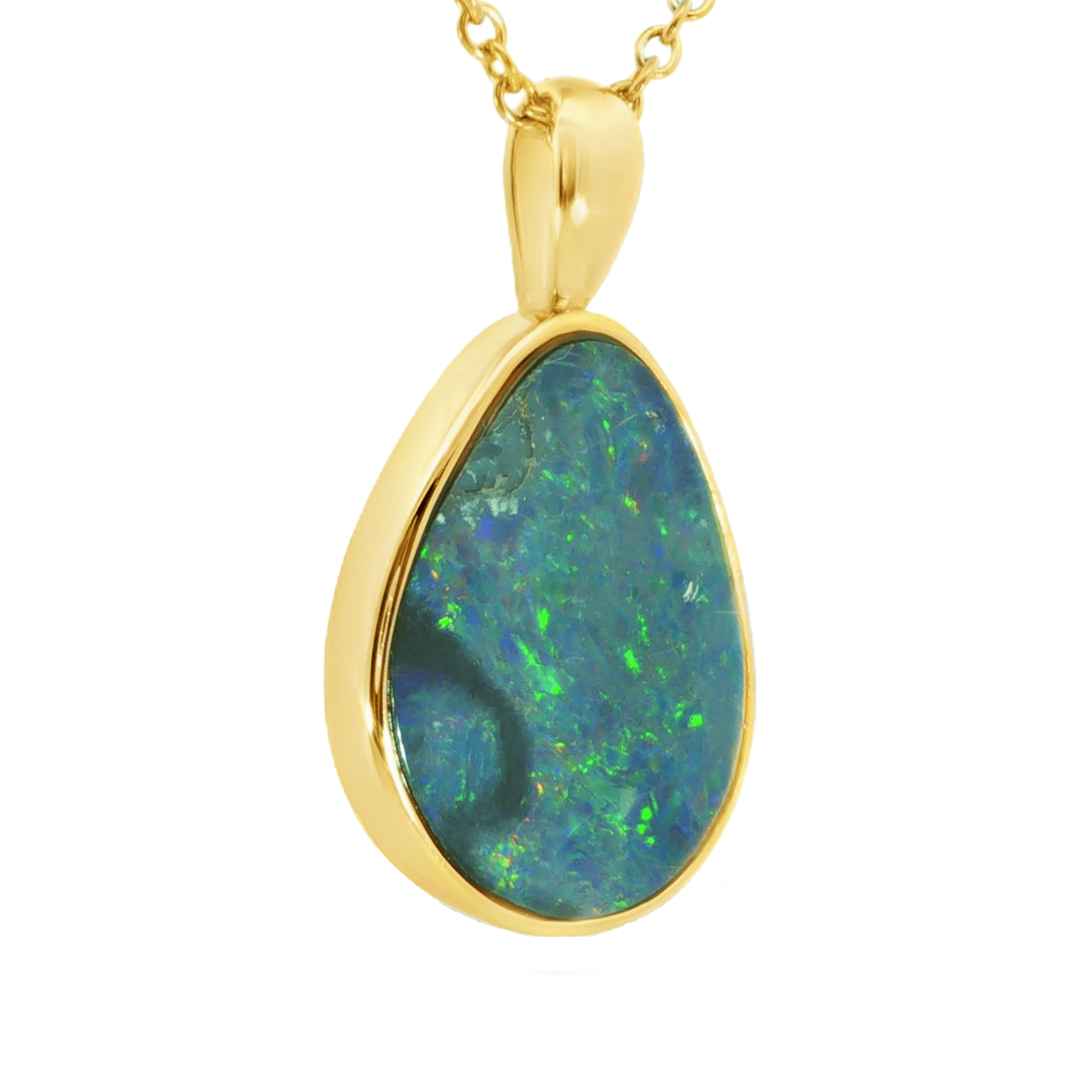 Australian Doublet Opal Pendant set in Gold Plated Sterling Silver - Multicolour - Australian Opal Cutters and Pearl Divers