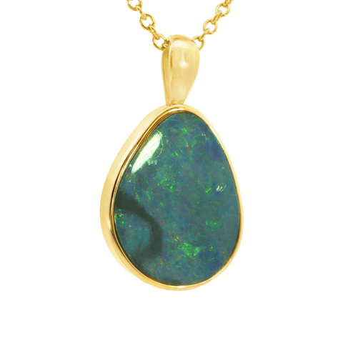Australian Doublet Opal Pendant set in Gold Plated Sterling Silver - Multicolour - Australian Opal Cutters and Pearl Divers