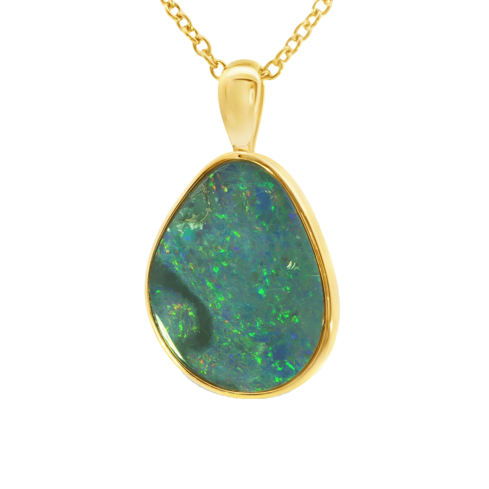 Australian Doublet Opal Pendant set in Gold Plated Sterling Silver - Multicolour - Australian Opal Cutters and Pearl Divers