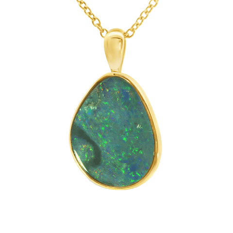 Australian Doublet Opal Pendant set in Gold Plated Sterling Silver - Multicolour - Australian Opal Cutters and Pearl Divers