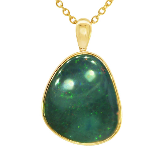 Australian Opal Doublet Pendant in Gold Plated 925 Sterling Silver - Green-Red - Australian Opal Cutters and Pearl Divers