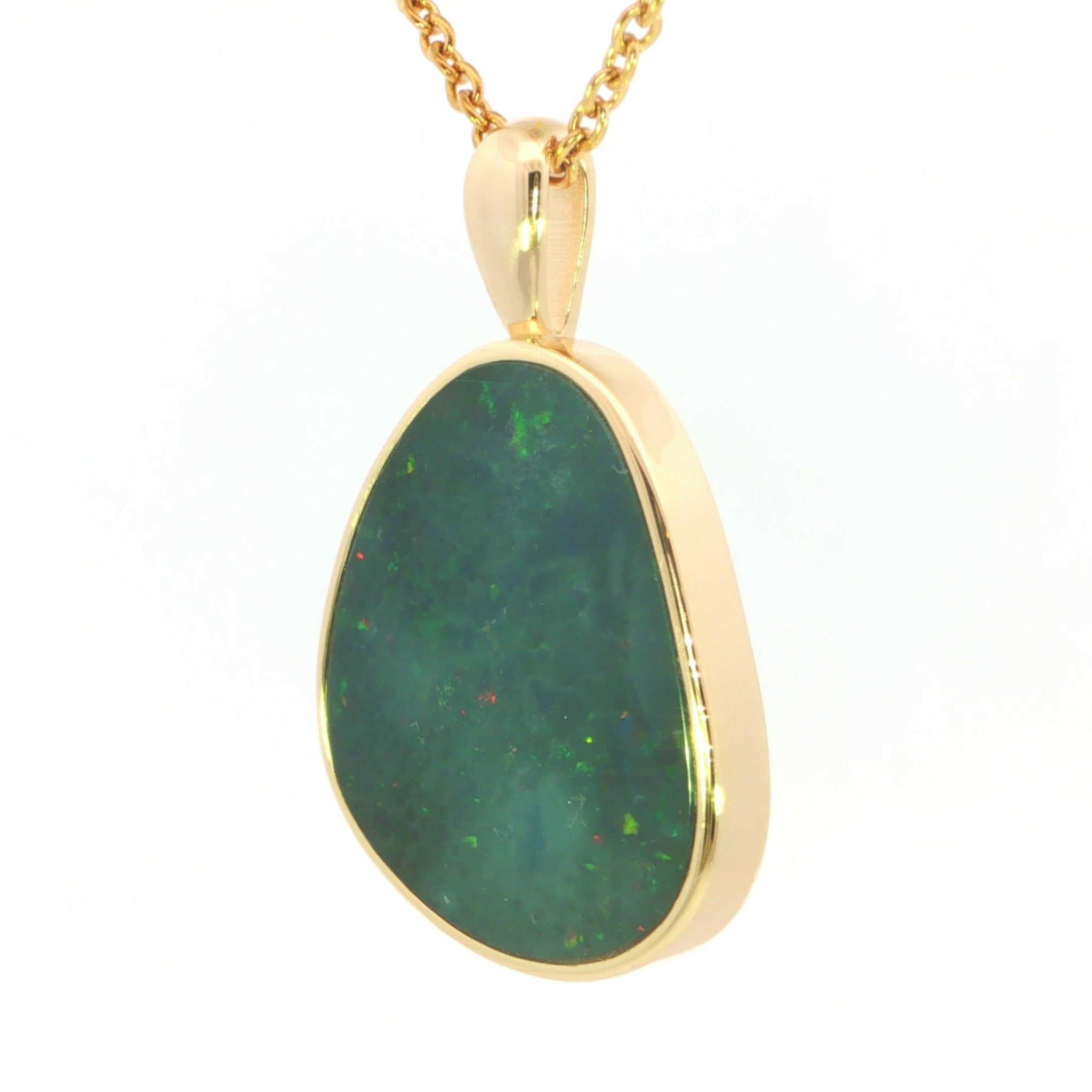 Australian Opal Doublet Pendant in Gold Plated 925 Sterling Silver - Green-Red - Australian Opal Cutters and Pearl Divers