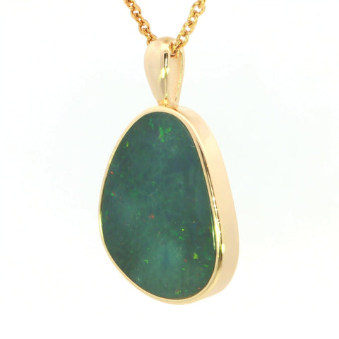 Australian Opal Doublet Pendant in Gold Plated 925 Sterling Silver - Green-Red - Australian Opal Cutters and Pearl Divers