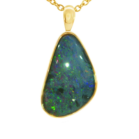 Australian Doublet Opal Pendant in Gold Plated 925 Sterling Silver -Multicolour - Australian Opal Cutters and Pearl Divers