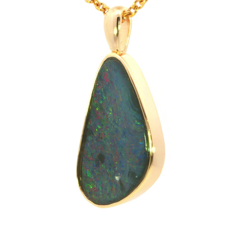 Australian Doublet Opal Pendant in Gold Plated 925 Sterling Silver -Multicolour - Australian Opal Cutters and Pearl Divers