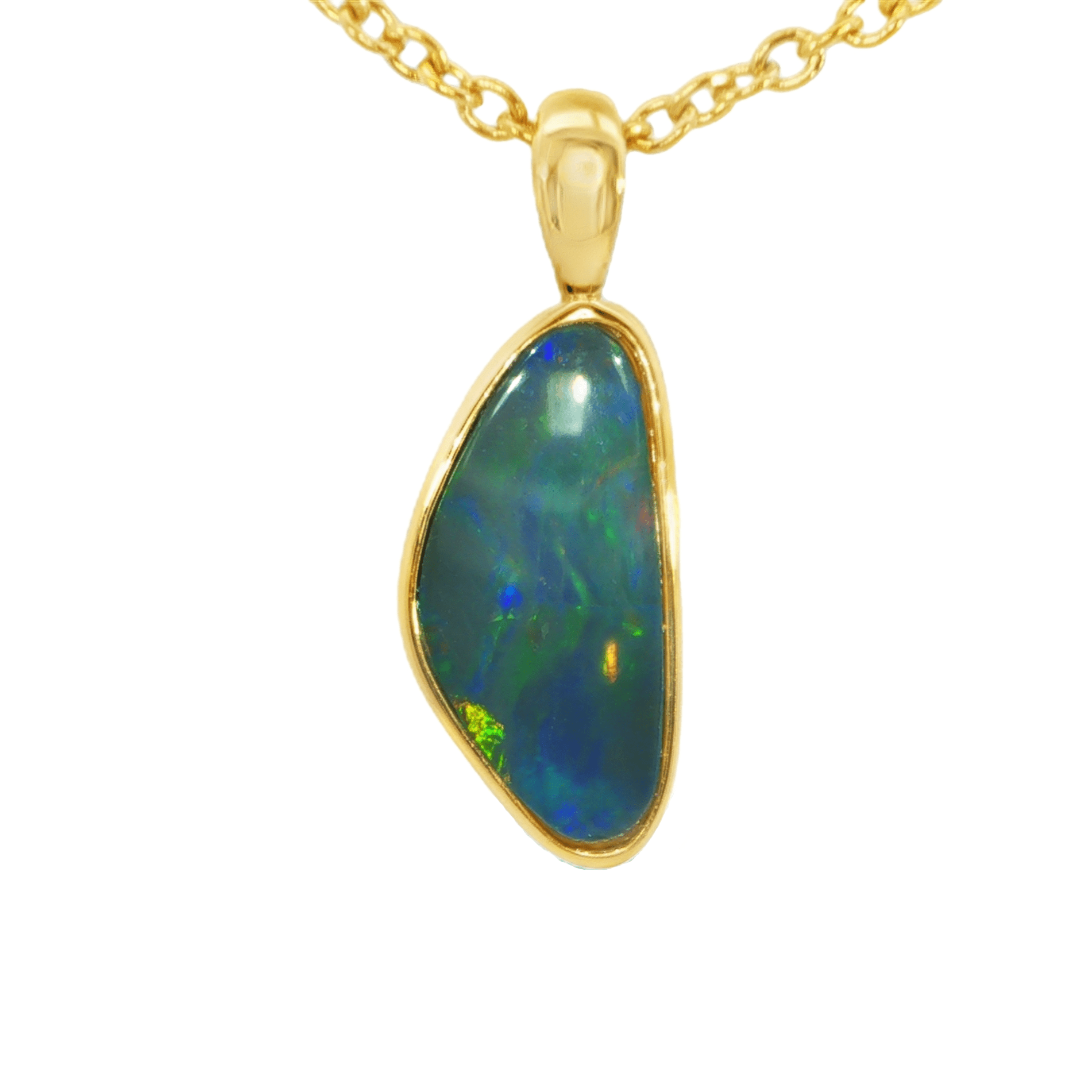 Australian Doublet Opal Pendant in Gold Plated Sterling Silver - Multicolour - Australian Opal Cutters and Pearl Divers