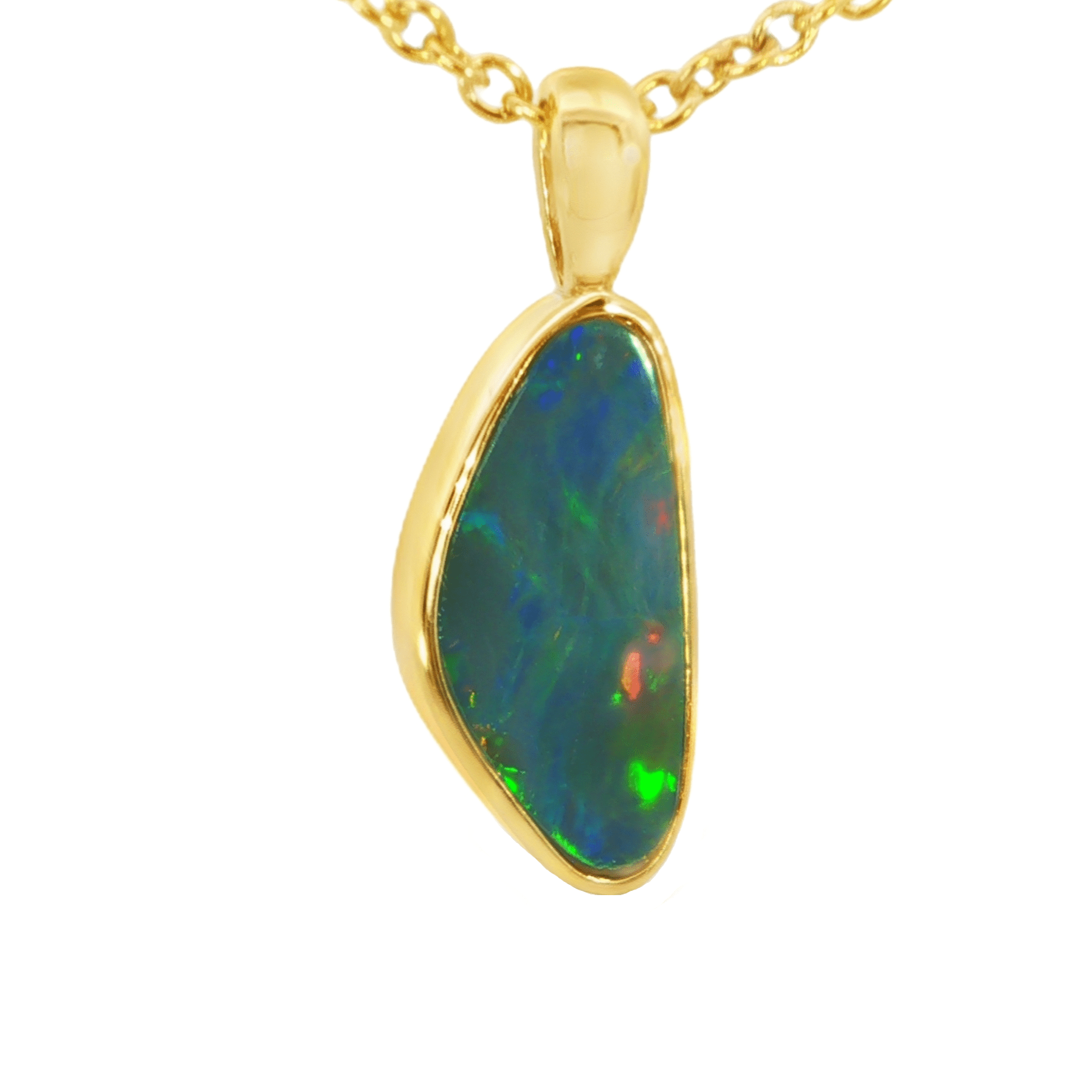 Australian Doublet Opal Pendant in Gold Plated Sterling Silver - Multicolour - Australian Opal Cutters and Pearl Divers