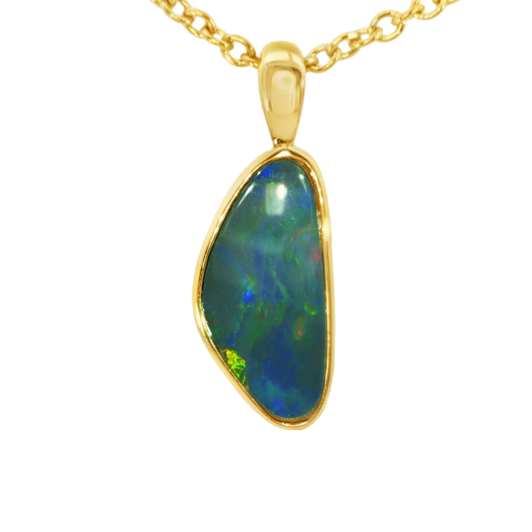 Australian Doublet Opal Pendant in Gold Plated Sterling Silver - Multicolour - Australian Opal Cutters and Pearl Divers