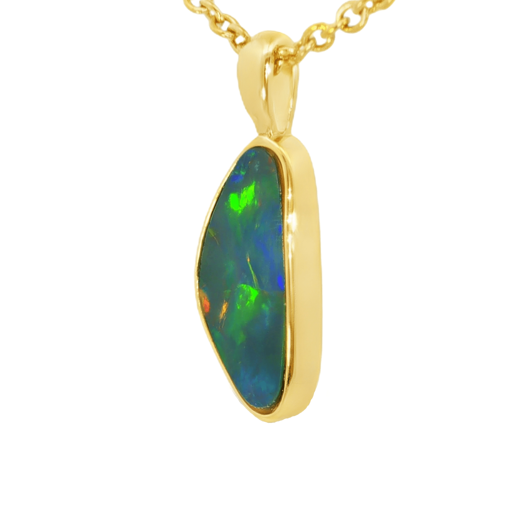 Australian Doublet Opal Pendant in Gold Plated Sterling Silver - Multicolour - Australian Opal Cutters and Pearl Divers