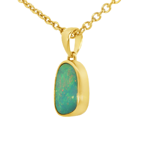 Australian Doublet Opal Pendant set in Gold Plated Sterling Silver - Multicolour - Australian Opal Cutters and Pearl Divers