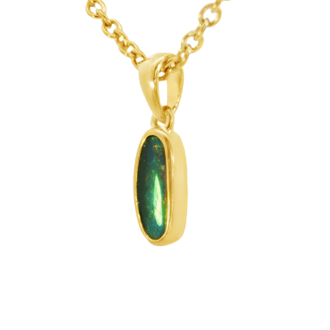 Australian Doublet Opal Pendant in Gold Plated Sterling Silver - Multicolour - Australian Opal Cutters and Pearl Divers