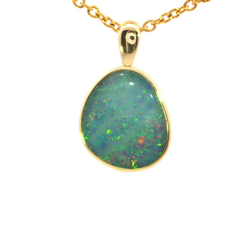 Australian Doublet Opal Pendant set in Gold Plated Sterling Silver - Multicolour - Australian Opal Cutters and Pearl Divers