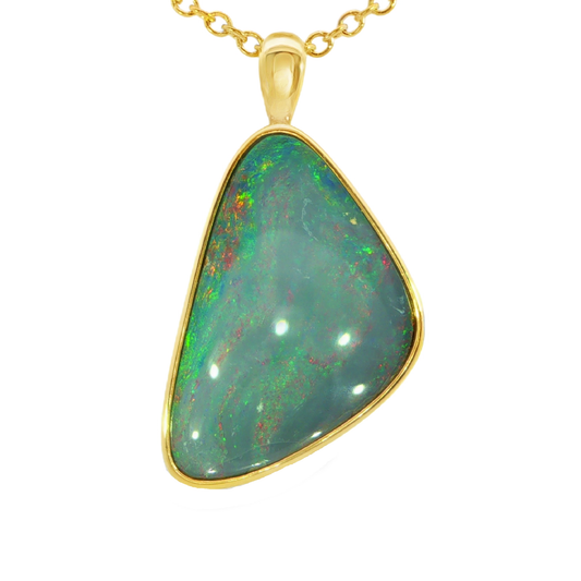 Australian Doublet Opal Pendant set in Gold Plated Sterling Silver - Multicolour - Australian Opal Cutters and Pearl Divers