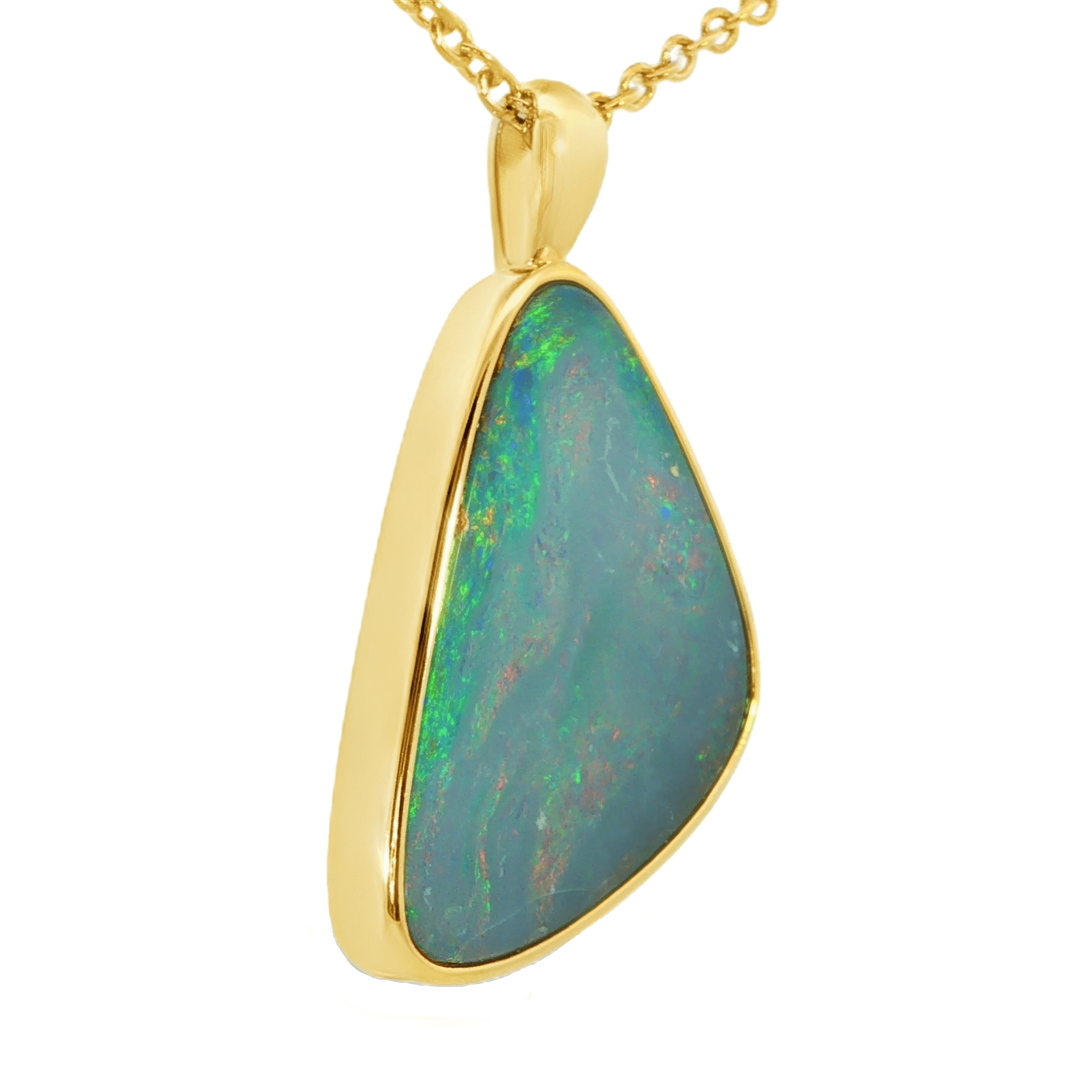 Australian Doublet Opal Pendant set in Gold Plated Sterling Silver - Multicolour - Australian Opal Cutters and Pearl Divers