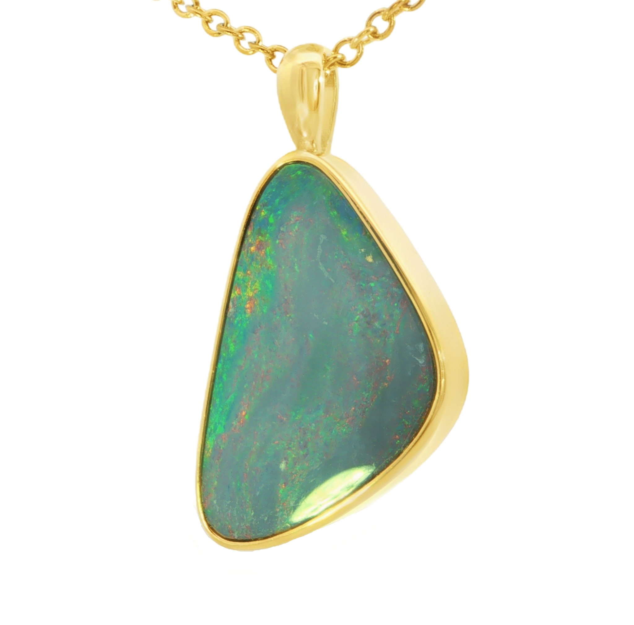 Australian Doublet Opal Pendant set in Gold Plated Sterling Silver - Multicolour - Australian Opal Cutters and Pearl Divers