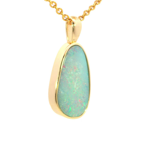 Australian Doublet Opal set in Gold Plated Sterling Silver - Multicolour - Australian Opal Cutters and Pearl Divers