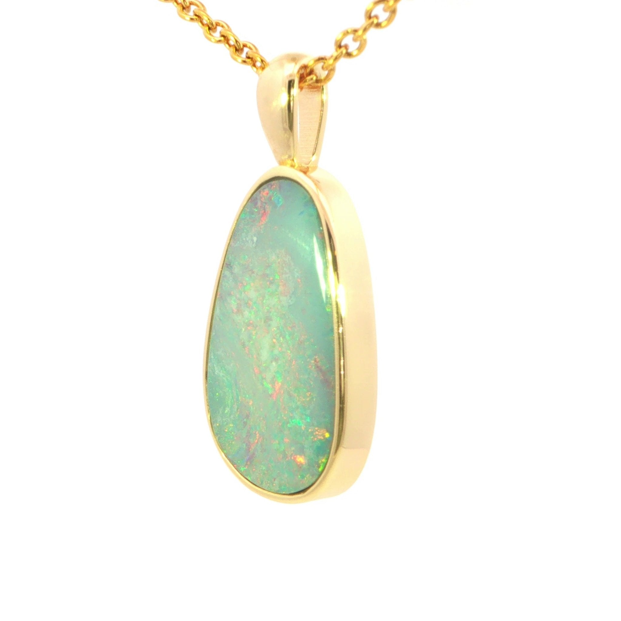 Australian Doublet Opal set in Gold Plated Sterling Silver - Multicolour - Australian Opal Cutters and Pearl Divers