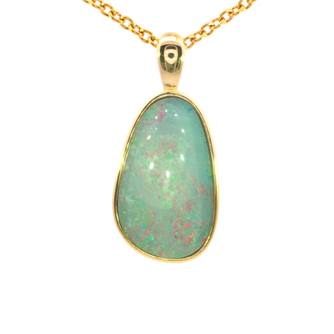 Australian Doublet Opal set in Gold Plated Sterling Silver - Multicolour