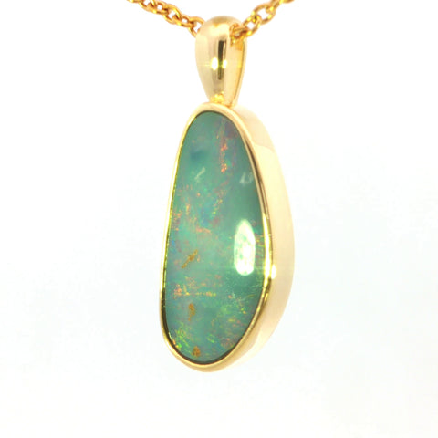 Australian Doublet Opal set in Gold Plated Sterling Silver - Multicolour
