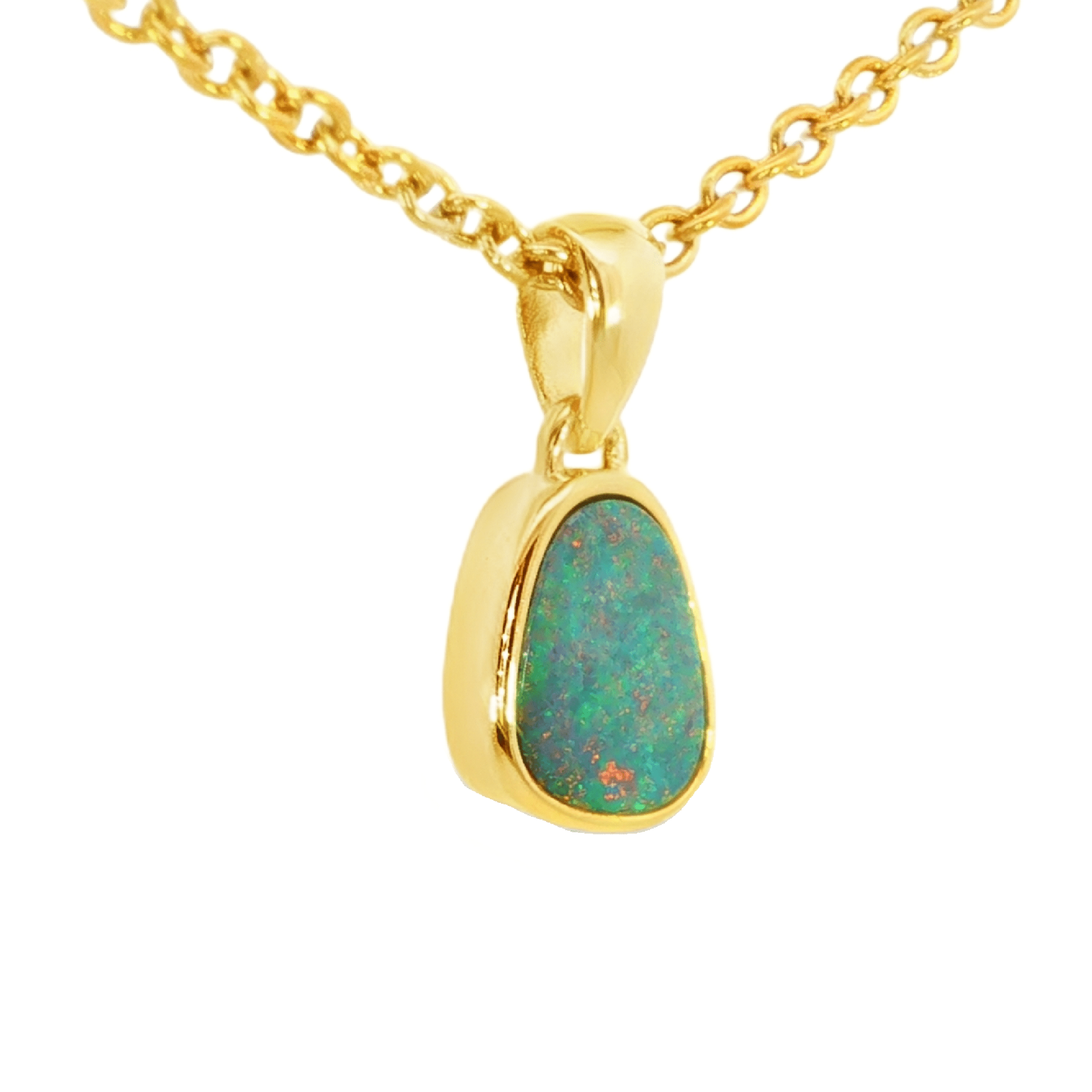 Australian Doublet Opal Pendant in Gold Plated Sterling Silver - Multicolour - Australian Opal Cutters and Pearl Divers