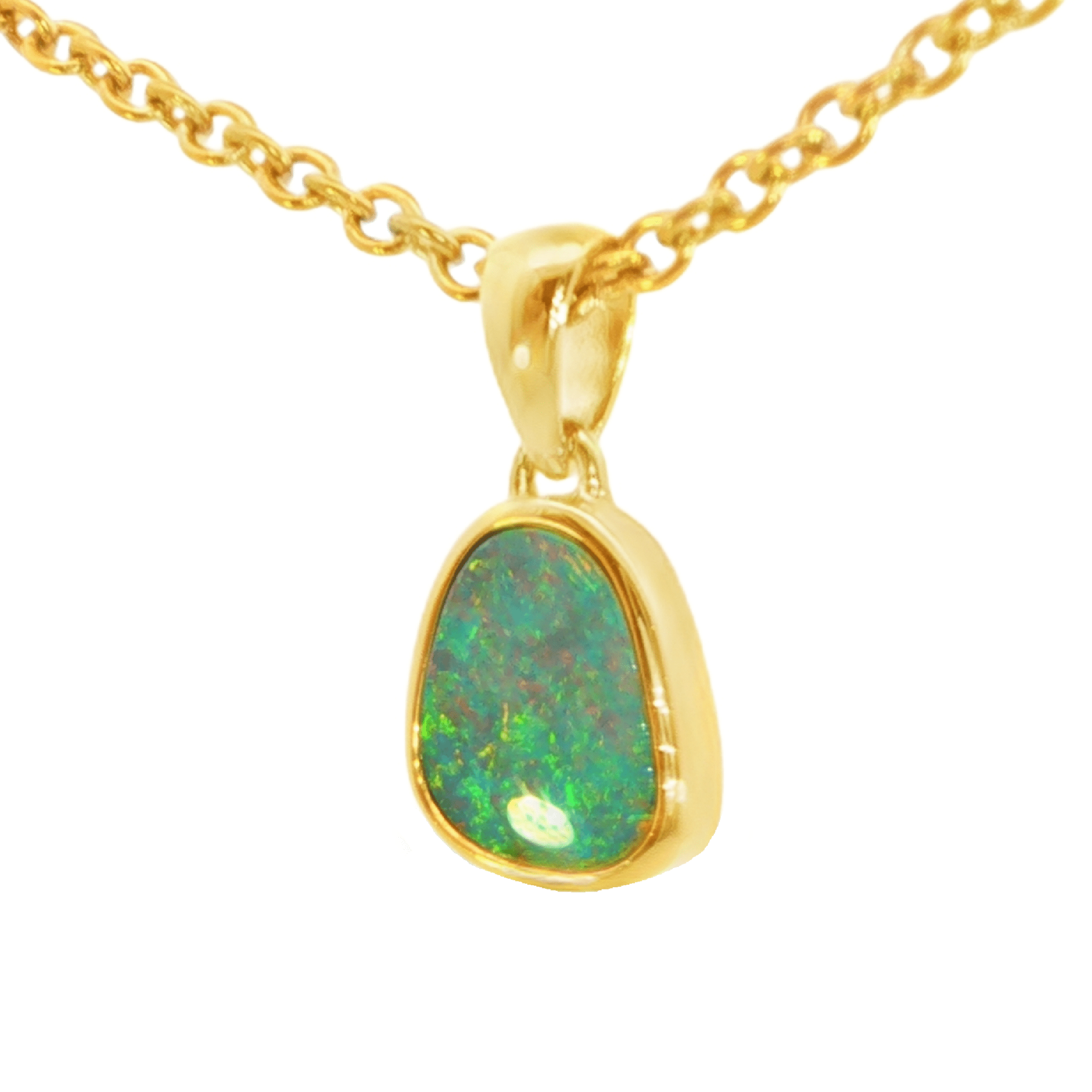 Australian Doublet Opal Pendant in Gold Plated Sterling Silver - Multicolour - Australian Opal Cutters and Pearl Divers