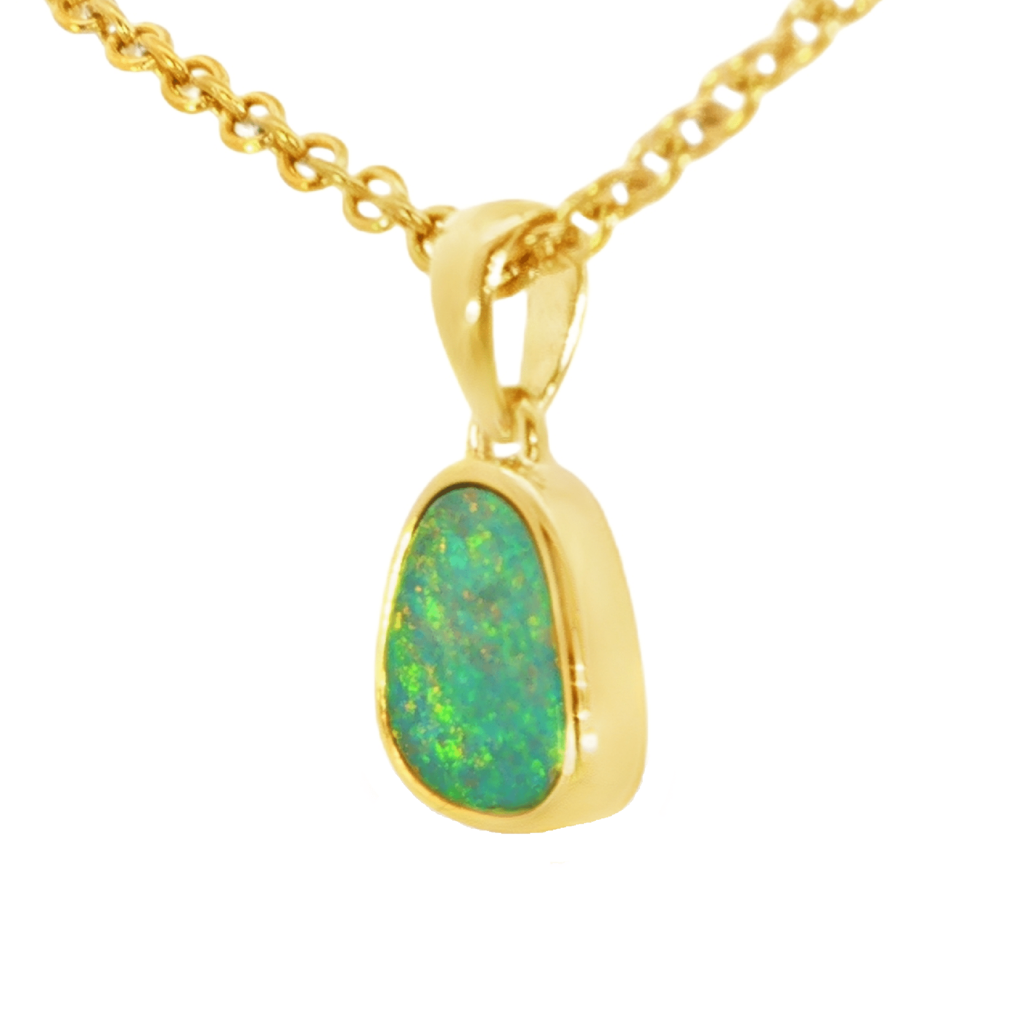 Australian Doublet Opal Pendant in Gold Plated Sterling Silver - Multicolour - Australian Opal Cutters and Pearl Divers