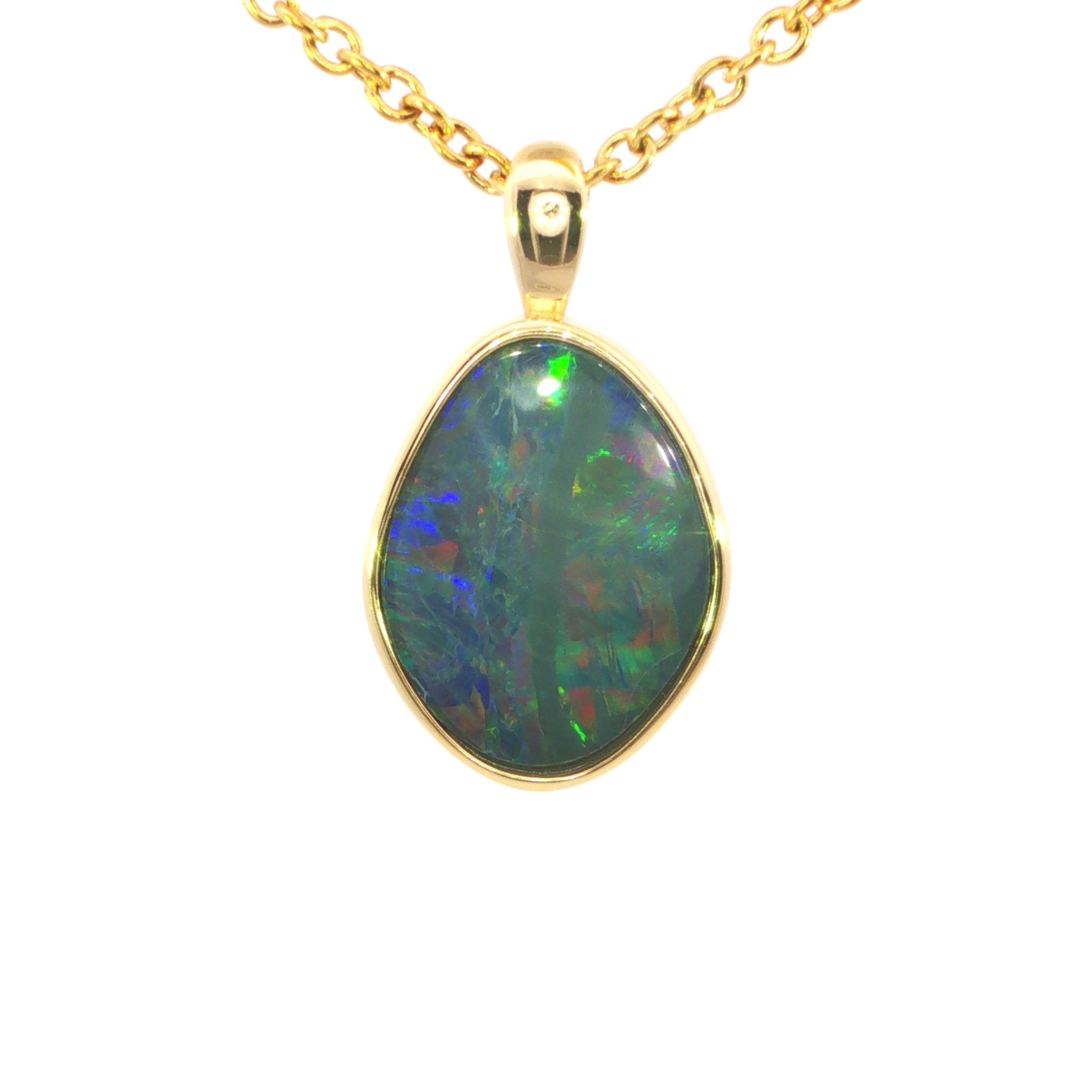 Australian Doublet Opal Pendant set in Gold Plated Sterling Silver - Multicolour - Australian Opal Cutters and Pearl Divers