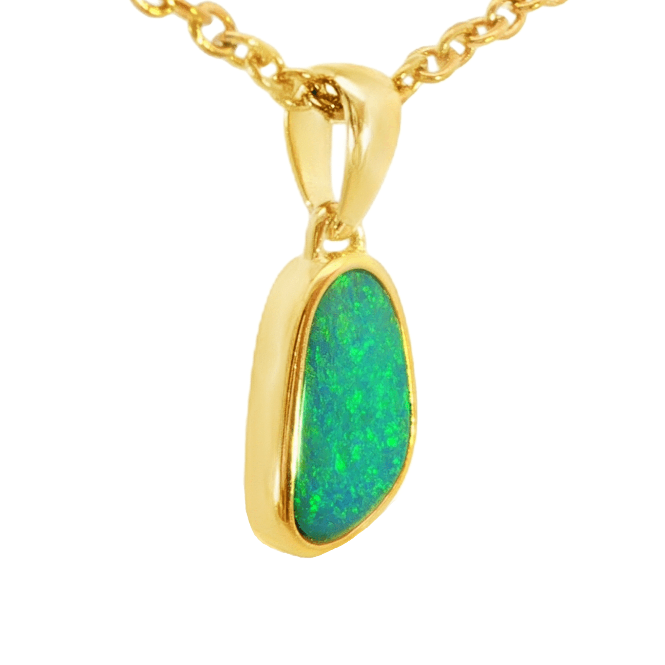 Australian Doublet Opal Pendant in Gold Plated Sterling Silver - Green-Blue - Australian Opal Cutters and Pearl Divers